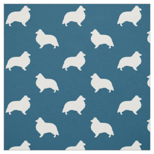 Shetland Sheepdog Silhouettes Pattern Fabric