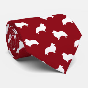 Shetland Sheepdog Silhouettes Pattern Sheltie Dogs Tie