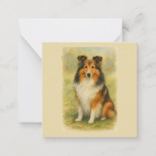 Shetland Sheepdog Sitting Watercolor  Card