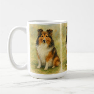 Shetland Sheepdog Sitting Watercolor Coffee Mug