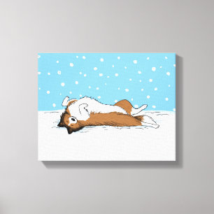 Shetland Sheepdog Snow Dog Sheltie Winter Holiday Canvas Print