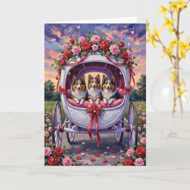 Shetland Sheepdog Valentine's Day  Card (Yellow Flower)