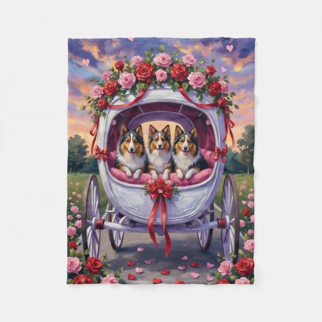 Shetland Sheepdog Valentine's Day  Fleece Blanket (Front)