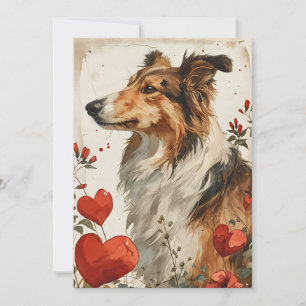 Shetland sheepdog Vintage Valentine's day  Holiday Card