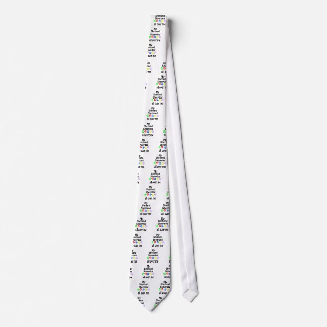 Shetland Sheepdog Walks Design Tie (Front)