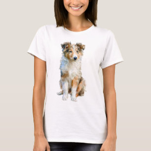 Shetland Sheepdog Watercolor Puppy Women T-Shirt