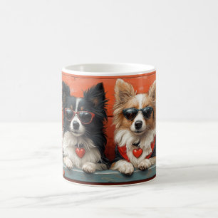 Shetland Sheepdog with Heart Roses Valentine's Day Coffee Mug