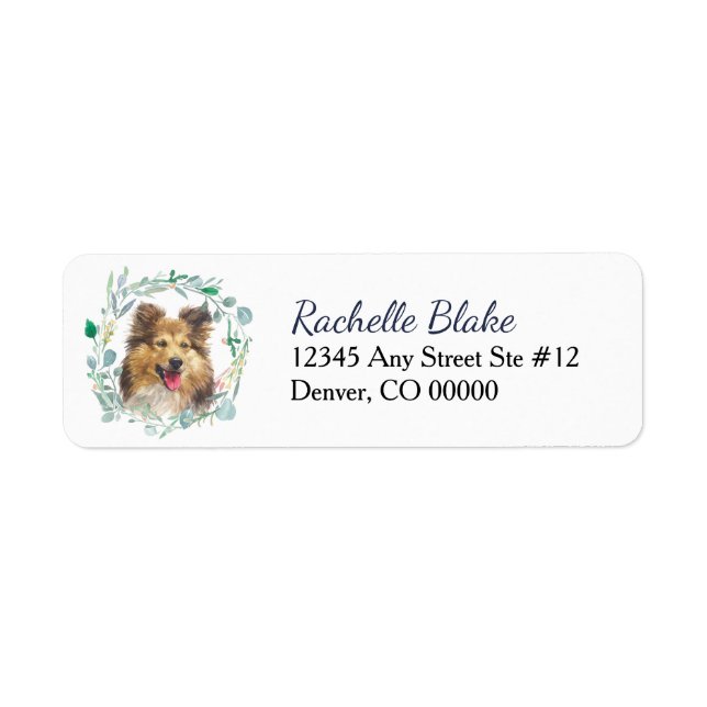 Shetland Sheepdog Wreath Return Address Label (Front)