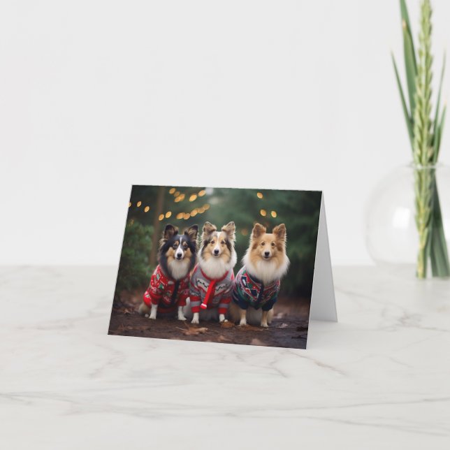 Shetland Sheepdogs Christmas Card (Front)