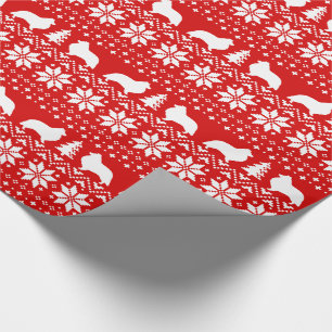 Shetland Sheepdogs Christmas Sweater Pattern Red Wrapping Paper