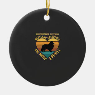Shetland Sheepdogs Retro Heart Dog Lover Ceramic Tree Decoration