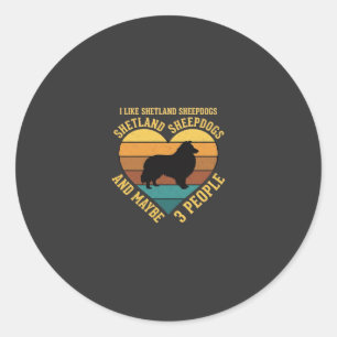 Shetland Sheepdogs Retro Heart Dog Lover Classic Round Sticker