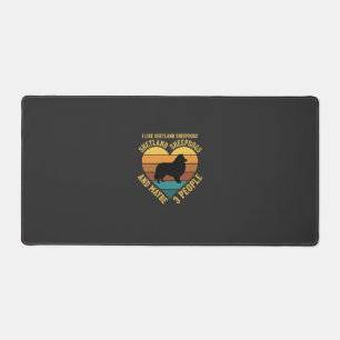 Shetland Sheepdogs Retro Heart Dog Lover Desk Mat
