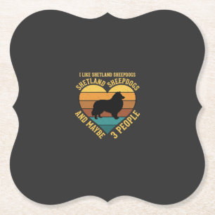 Shetland Sheepdogs Retro Heart Dog Lover Paper Coaster