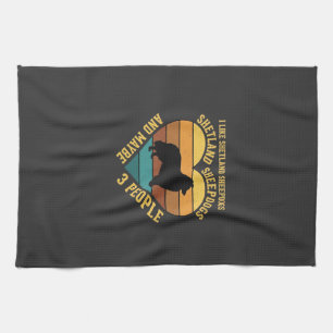 Shetland Sheepdogs Retro Heart Dog Lover Tea Towel