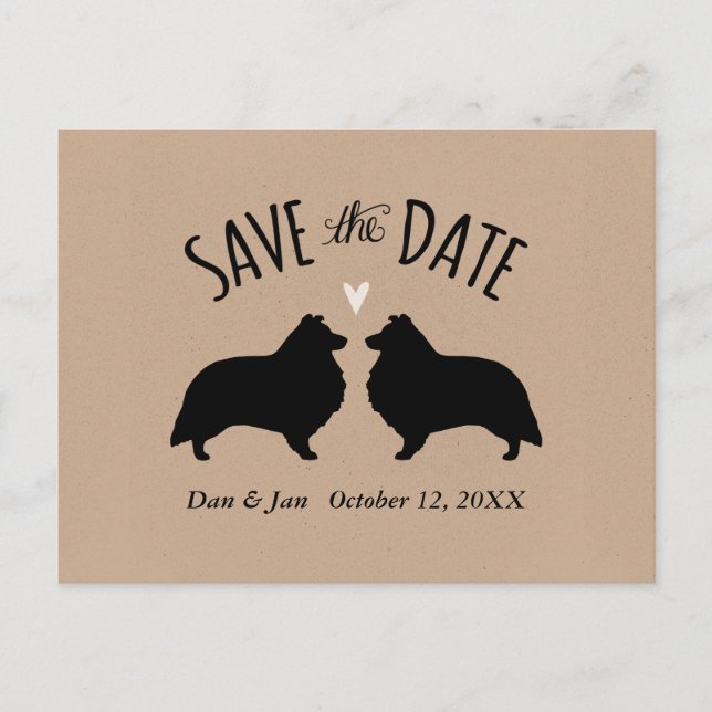 Shetland Sheepdogs Wedding Save the Date Announcement Postcard (Front)