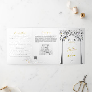 Sheva Brachos ~ 7 Jewish Marriage Blessings Tri-Fold Announcement