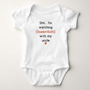 Shh I'm Watching Basketball With My Uncle Funny Baby Bodysuit