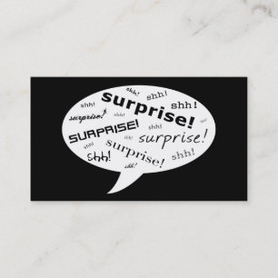 shh it's a surprise party comic bubble business card