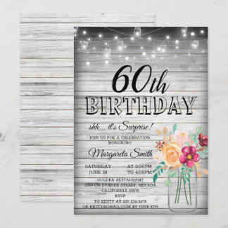Shh it's surprise 60th birthday party invitation