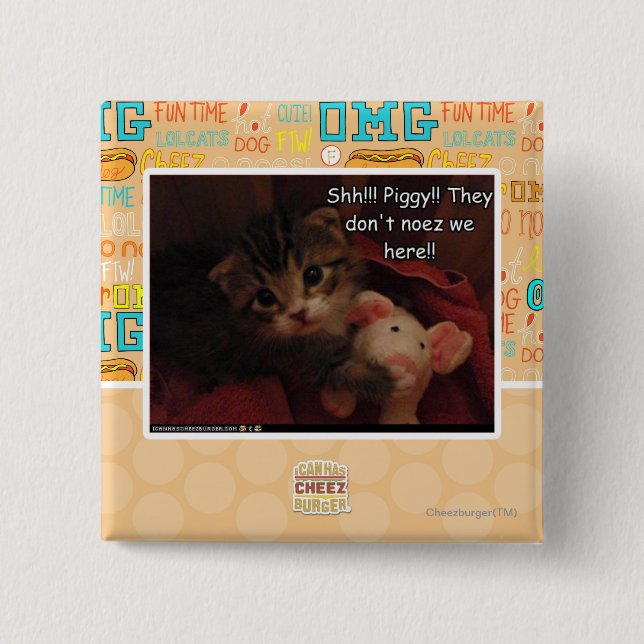 Shh!!! Piggy!! 15 Cm Square Badge (Front)