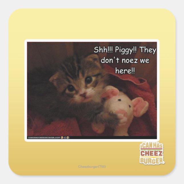 Shh!!! Piggy!! Square Sticker (Front)