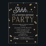 Shh Surprise Birthday Party Faux Glitter Confetti Invitation<br><div class="desc">This chic and stylish Surprise Birthday Party invitation features an elegant faux gold glitter confetti theme with modern typography that is great for any age. Customise background colour. *Please note that this is not actual glitter and will be printed flat. For an even more memorable invitation select a die-cut shape,...</div>