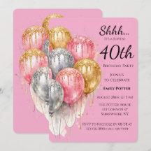Shh Surprise Birthday Party in Pink Silver & Gold