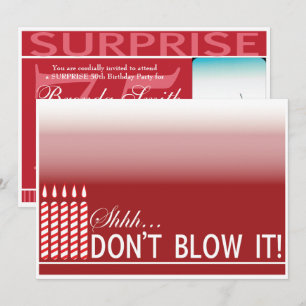 Shh Surprise Birthday Party Invitation   Red