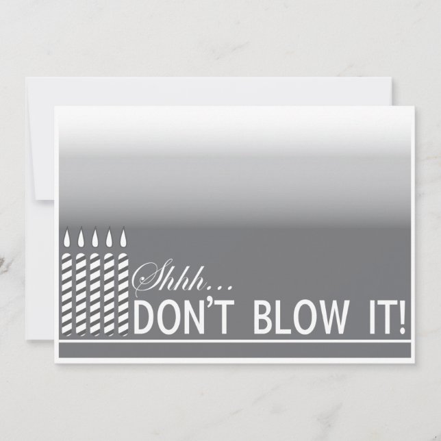 Shh Surprise Birthday Party Invitation | Silver (Front)