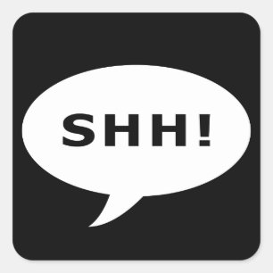 shh! surprise party comic bubble square sticker