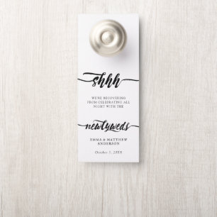 Shhh Black Brush Script Do Not Disturb Wedding Door Hanger