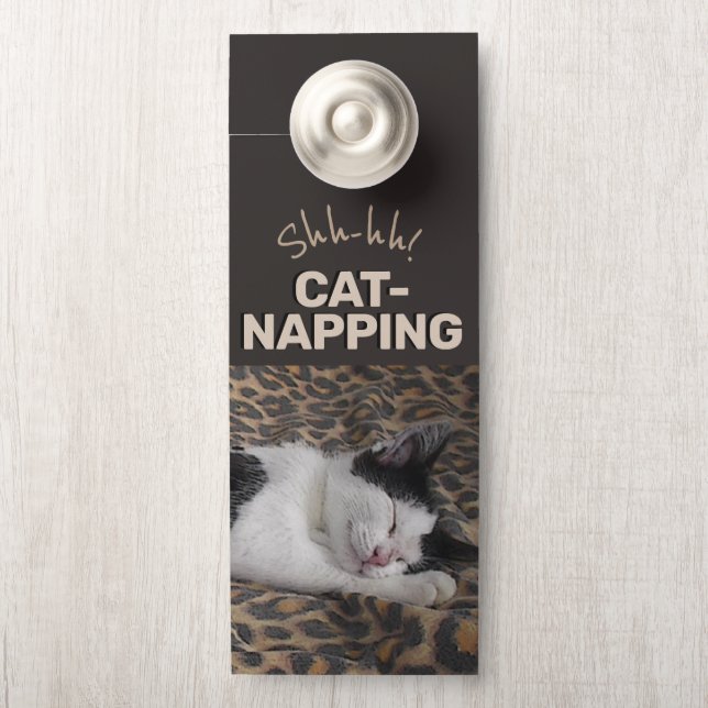Shhh! Cat Napping Door Hanger (On Knob)