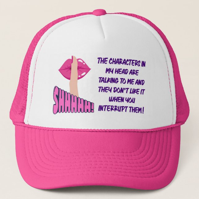 Shhh! Characters Talking - Funny Writer Hat (Front)