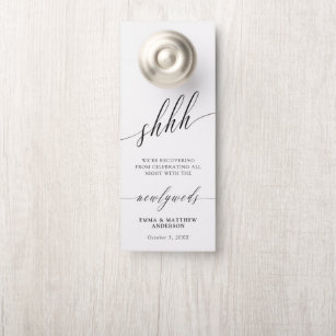 Shhh Delicate Calligraphy Do Not Disturb Wedding D Door Hanger