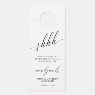 Shhh Delicate Calligraphy Do Not Disturb Wedding Door Hanger