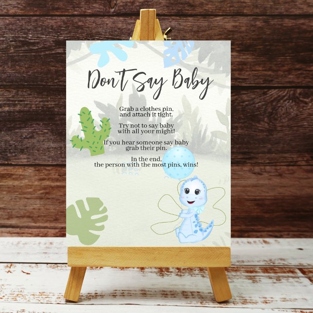 Shhh Don't Say Baby Blue Dinosaur Balloon Poster (Creator Uploaded)