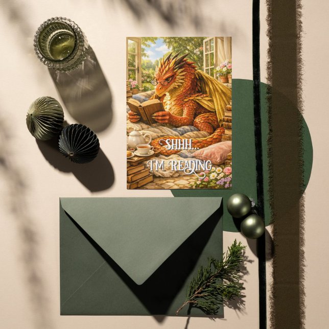 Shhh… I’m Reading Cosy Reading Dragon  Card (Creator Uploaded)