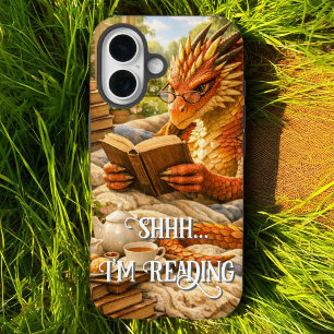 Shhh… I’m Reading Cosy Reading Dragon iPhone 16 Case