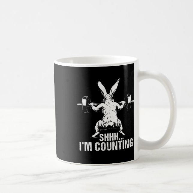 Shhh I'm Counting Fitness Bodybuilding Easter Bunn Coffee Mug (Right)