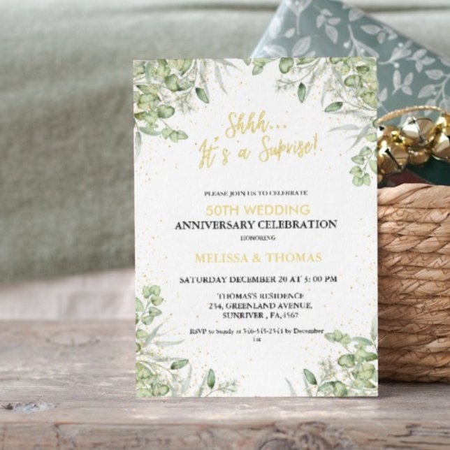 Shhh It's a surprise 50th Wedding Anniversary  Invitation (Creator Uploaded)