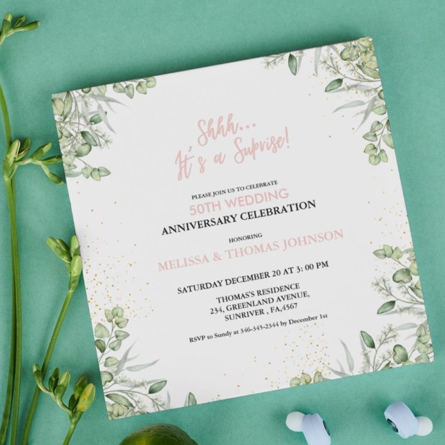 Shhh It's a surprise 50th Wedding Anniversary Invitation (Creator Uploaded)