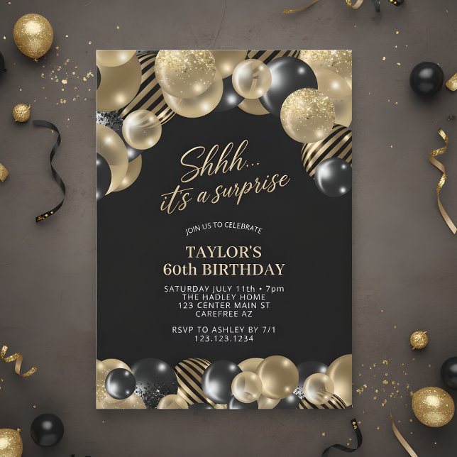 Shhh it's a Surprise 60th Birthday Invitation (Creator Uploaded)