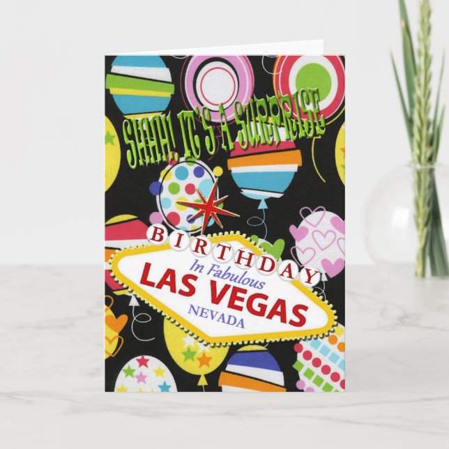 SHHH! IT'S A SURPRISE BIRTHDAY IN LAS VEGAS CARD (Front)