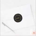 Shhh...It's A Surprise Birthday Party Classic Round Sticker<br><div class="desc">Make sure you party guests know that this is a surprise party invitation so no one gives it away.  "Shhh...  It's A Surprise" and "Can You Keep A Secret?" in elegant gold script on a black background.</div>