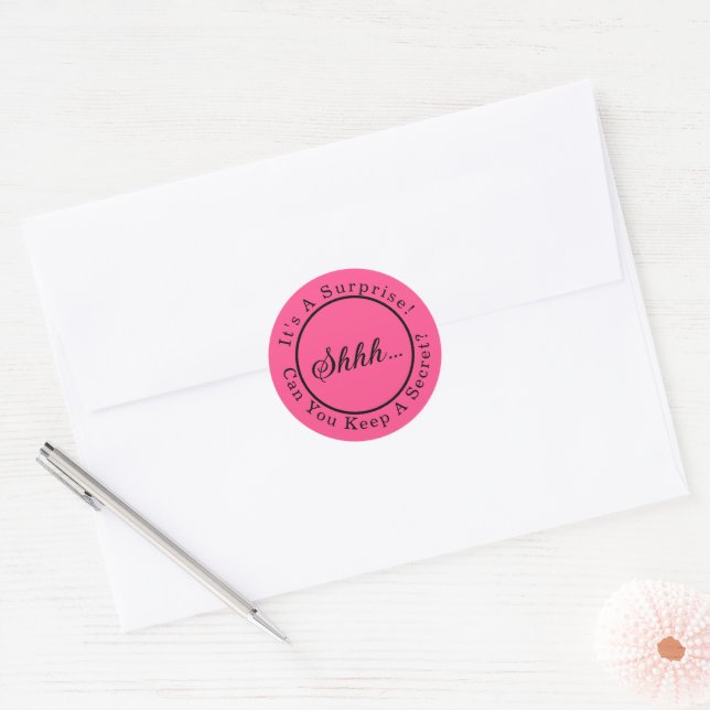 Shhh...It's A Surprise Birthday Party Classic Round Sticker (Envelope)