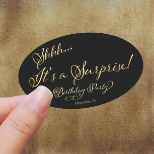 Shhh... It's a Surprise Birthday Party Oval Sticker
