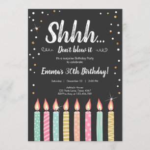 Shhh It's a Surprise Gold Confetti Birthday Party Invitation