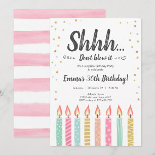 Shhh It's a Surprise Gold Confetti Birthday Party Invitation