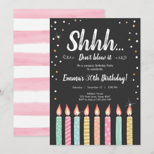 Shhh It's a Surprise Gold Confetti Birthday Party Invitation